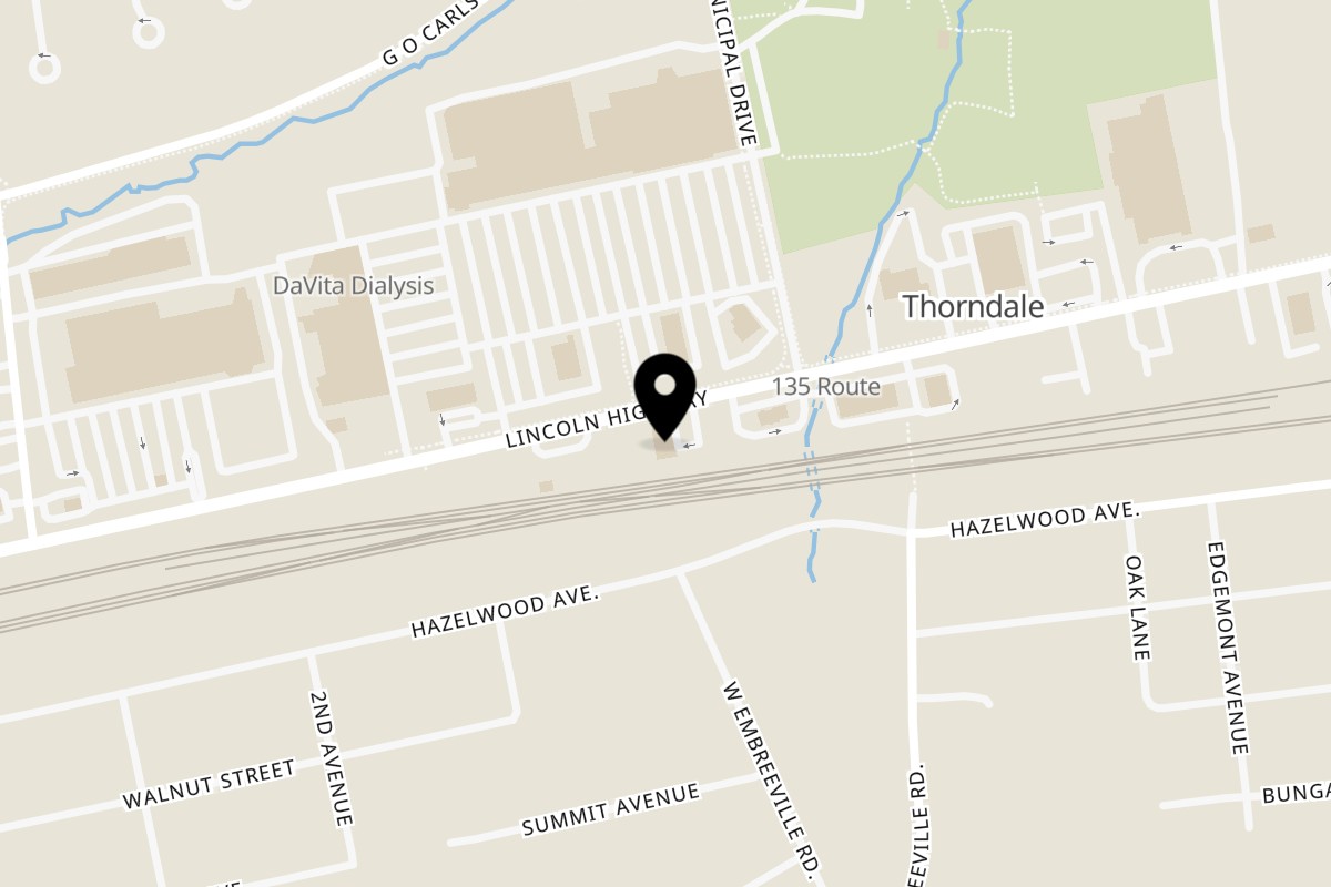 Map showing the location of Happy Days Finer Diner on 3470 Lincoln Hwy E in Thorndale